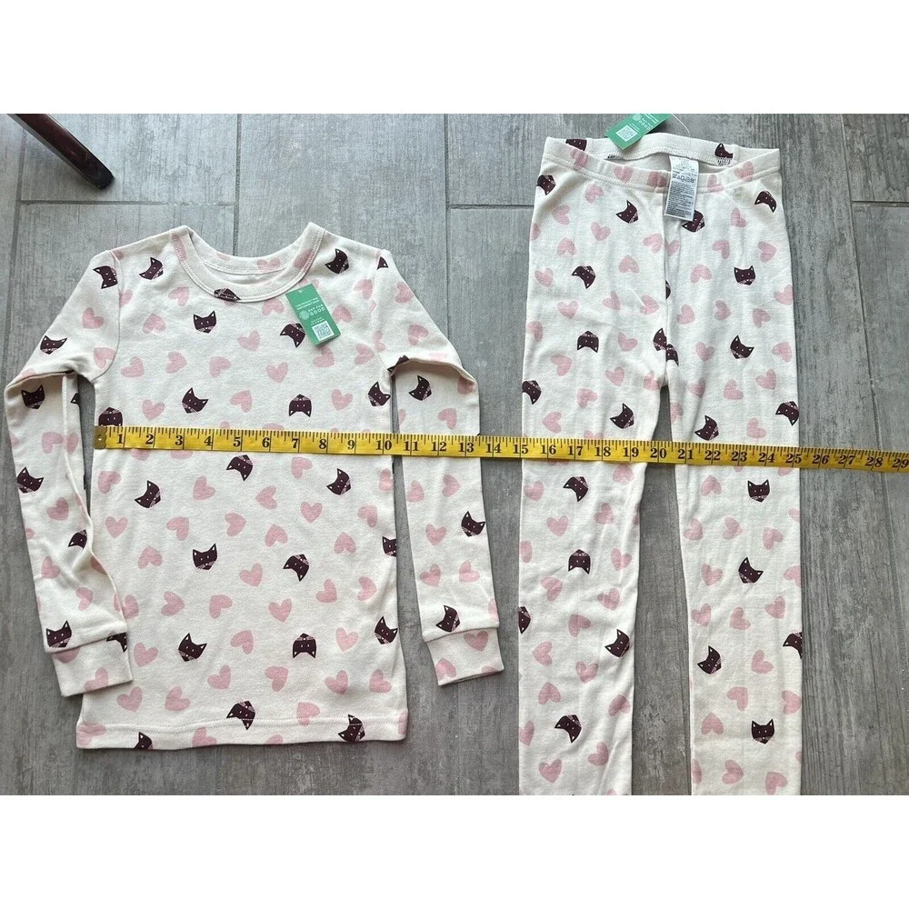 Baby Gap Girls Hearts Cat Long Sleeve Pant 2 Piece Pjs Pajama Set Organic NEW 6